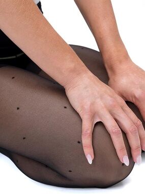 Sheertex Mini Dot Control Top Super Sheer Rip-Resist Tights Size M